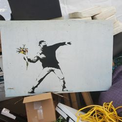 Artwork of Man Throwing Flowers
