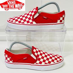 Vans Classic Slip-On Checker board Tango Red [721356] Reconditioned  SIZE: 8.5 WOMEN’s / CM: 25