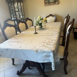 Elegant Solid Wood Dining Table Set – 8 Chairs