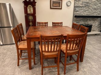 Elegant 9-Piece Counter Height Dining Set with Stone Tile Top