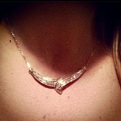 10k Gold Necklace with Gold and Diamond Attached Pendant