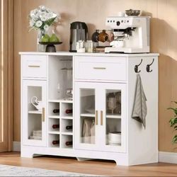 Sideboard Buffet Cabinet with Storage Buffet Table Wine Racks Glass Doors