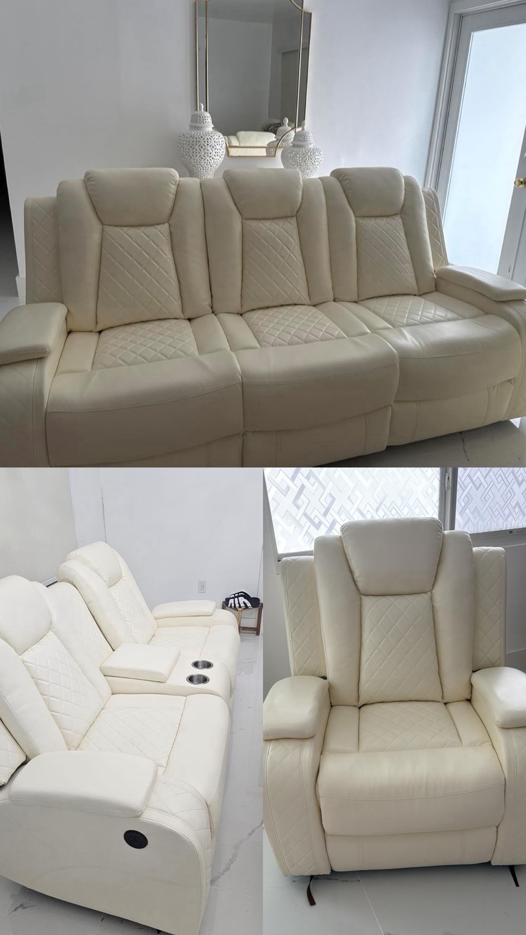 New White Power Reclining Couch 