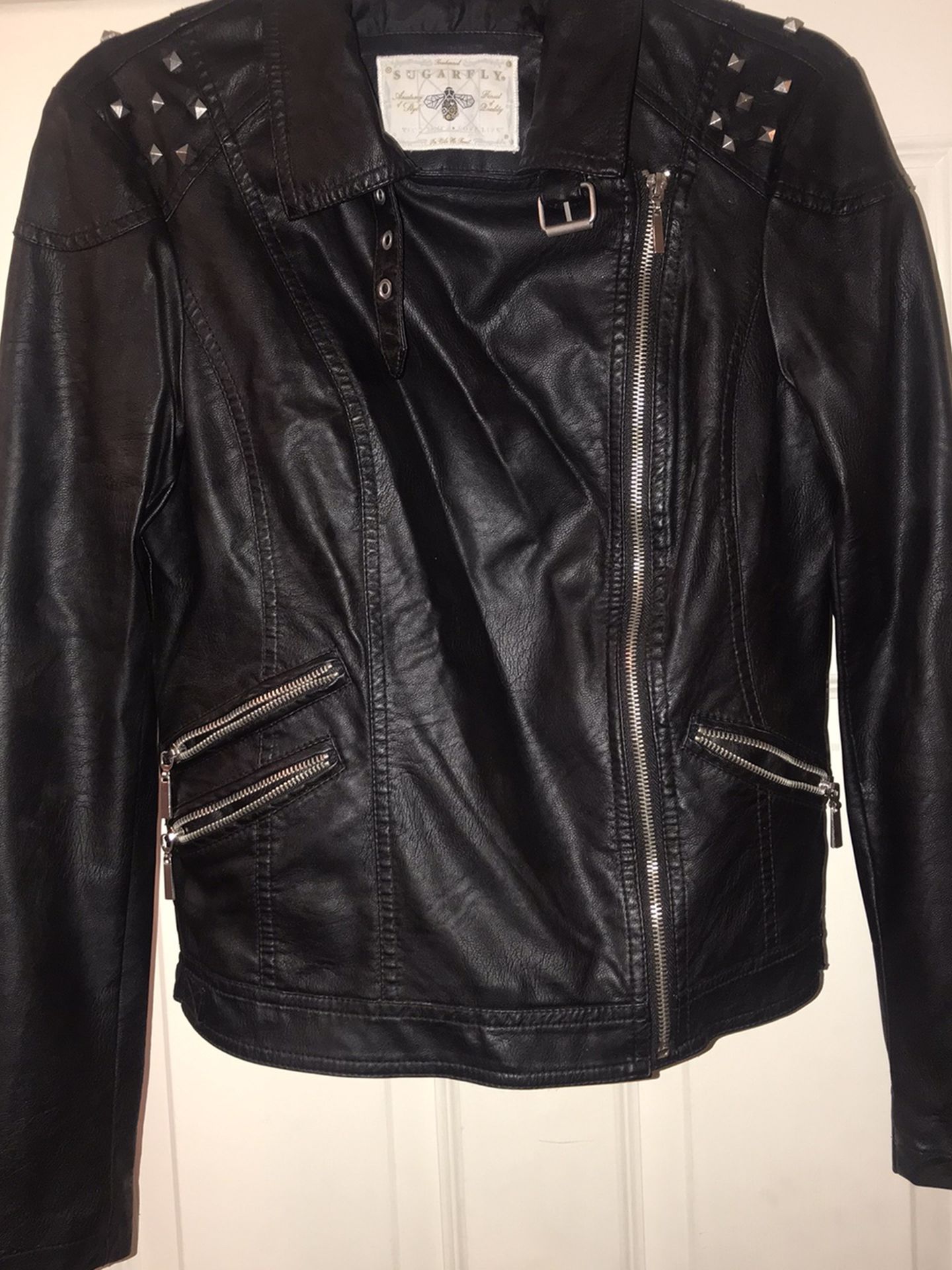 Sugarfly Black Faux Leather Jacket Size M