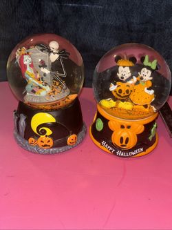 Disney Nightmare Before Christmas And Mickey Halloween Snow Globes
