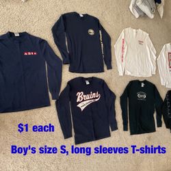 Boy's size S, long sleeves T-shirts  -  $1  each