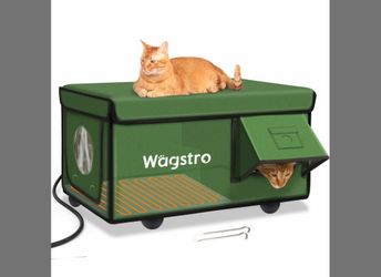 Heated Cat House For Outside, Waterproof Awning & Escape Door Heated Cat Houses For Indoor/Outdoor Cats In Winter, Elevated & Insulated Outdoor Cat Sh