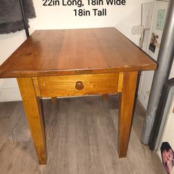 Real Solid Wood Side Table W/Drawer