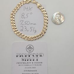 14k Gold 8.5" Cuban Link Bracelet