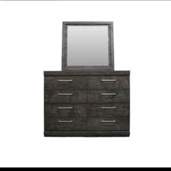 Gray 8 Drawer Dresser With Mirror 