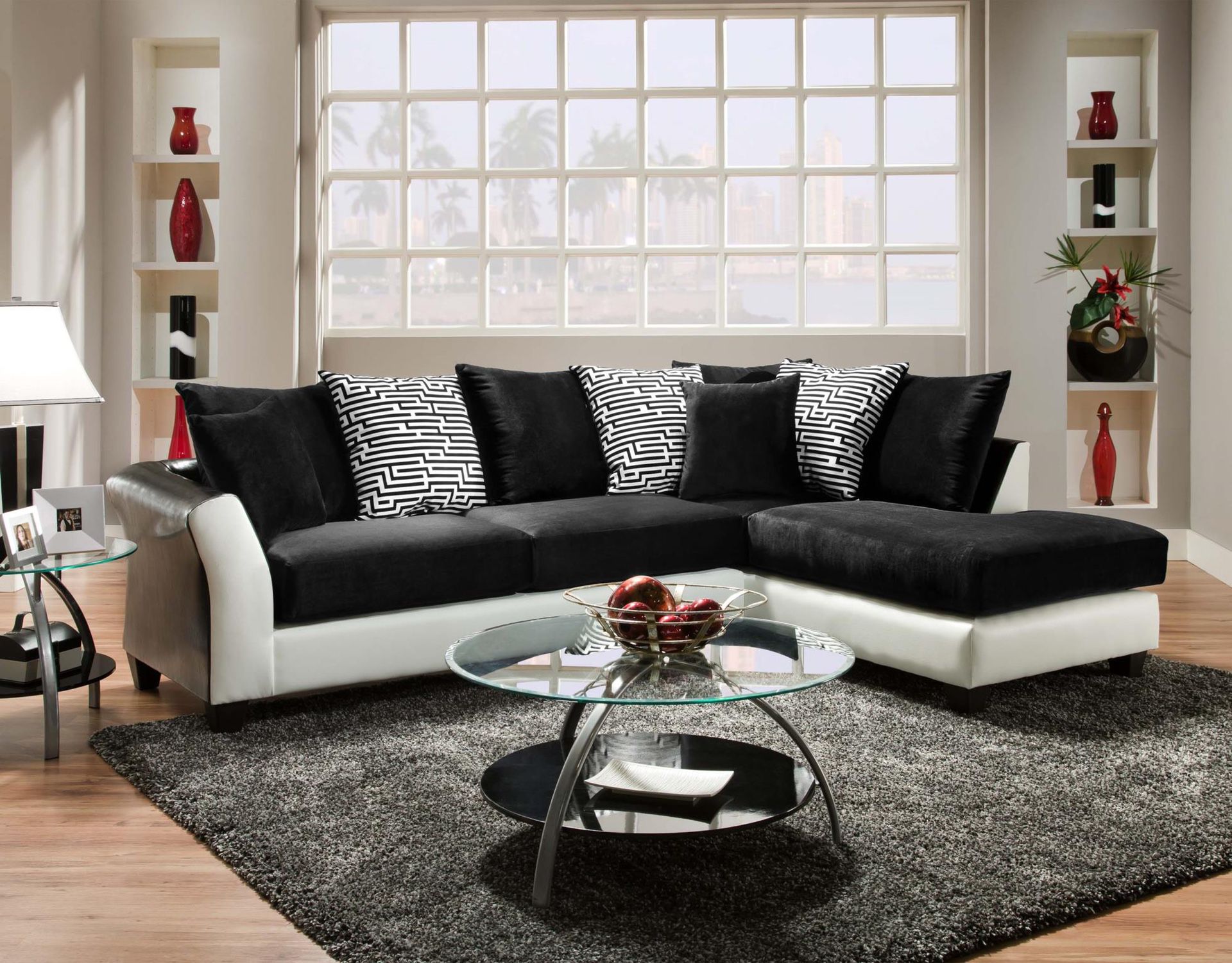 Black and white sectional