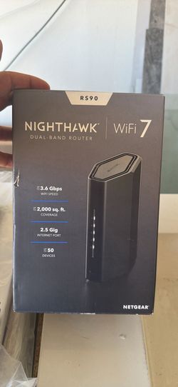 NETGEAR Nighthawk Dual-Band WiFi 7 Router (RS100) – Router Only, BE3600 Wireless Speed (up to 3.6 Gbps) - Covers up to 2,000 sq. ft., 50 Devices – 2.5