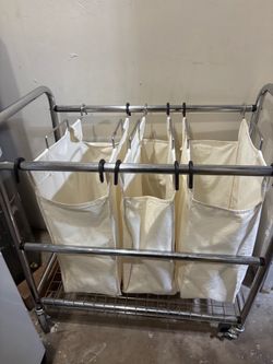 Commercial Laundry Sorter Cart with Canvas Bags