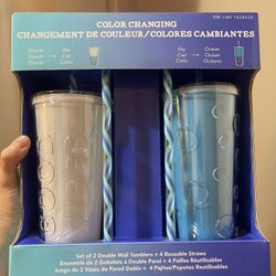 Parker Lane Color Changing Double Wall Straw Tumblers