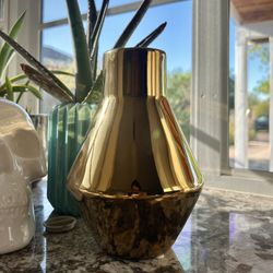 5x7 Gold Ceramic Vase Plant Pot Brass Color Decor Pottery 