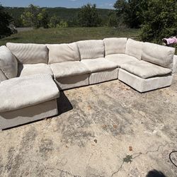 *FREE DELIVERY* 6 Pc Modular Sectional Cream Corduroy 