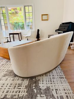 Curved Designer Sofa / Couch | Cream Performance Fabric