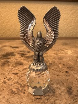 Vintage 4” Pewter Eagle With Crystal American Collectors Guild