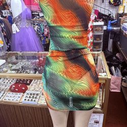 Abstract Print Green Orange Black 2-Piece Body suit Set