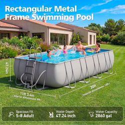 Rectangular Metal Frame Swimming Pool 20ft