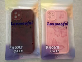 Two iPhone 11 Phone Case, Case-Wine Red and Pink Set