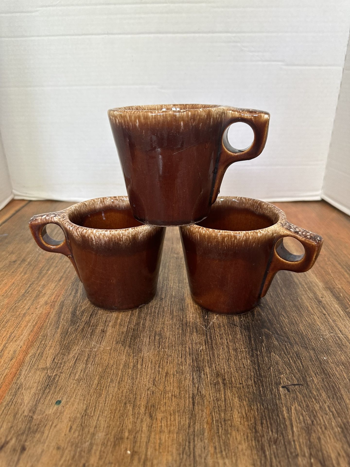 Vintage Hull Pottery, Brown Drip, Coffee Mug, Crooksville Ohio, 1960s Set of 3