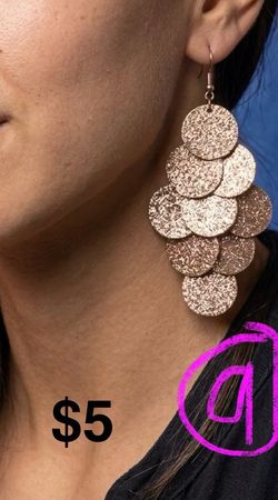 Rose Gold Glitter Cascade Drop Earrings