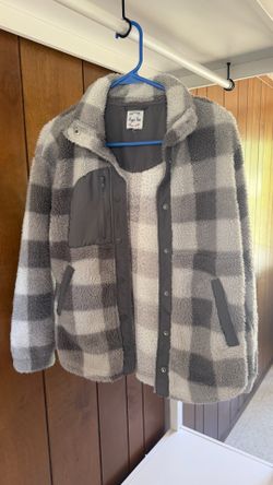 Cozy Gray Buffalo Check Sherpa Jacket