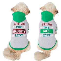 Sequin Naughty/Nice List Christmas Dog Clothes Hoodie, 1 count