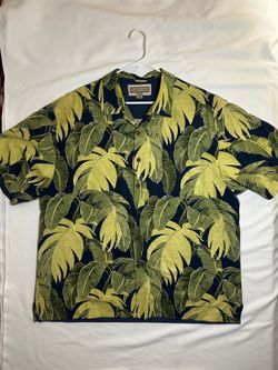 Jamaica Jaxx 2XL Silk Tropical Leaf Print Short Sleeve Button-Up