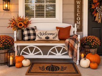 White Wood Farmhouse Porch Bench