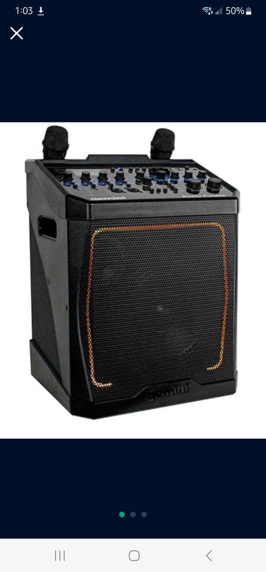Gemini Party Caster Karaoke System With Dual Handheld Wireless Microphones


