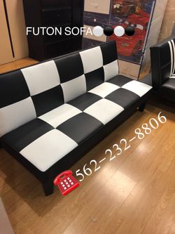 Black and white checkered futon