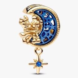 Authentic Pandora Disney Mickey and Minnie Mouse Crescent Moon Charm