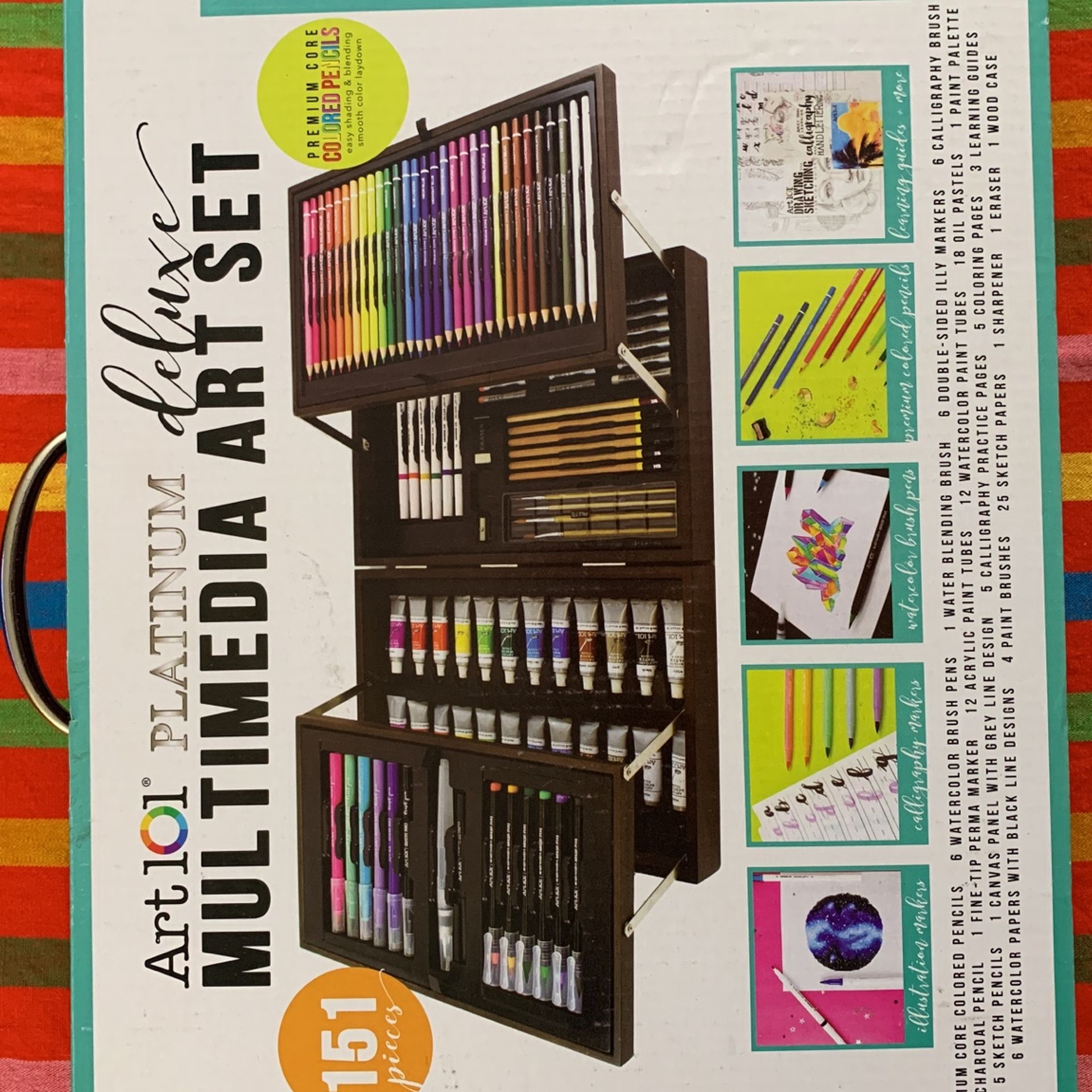 Art 101 Platinum Deluxe Multimedia Artist Set with 151-Pieces wooden carrying case NEW