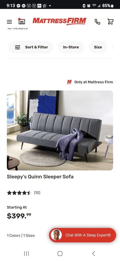 Sleepy's Quinn Sleeper Sofa