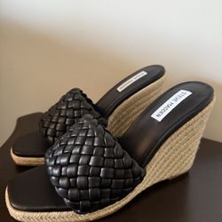 Steve Madden Black Woven Wedge Heels