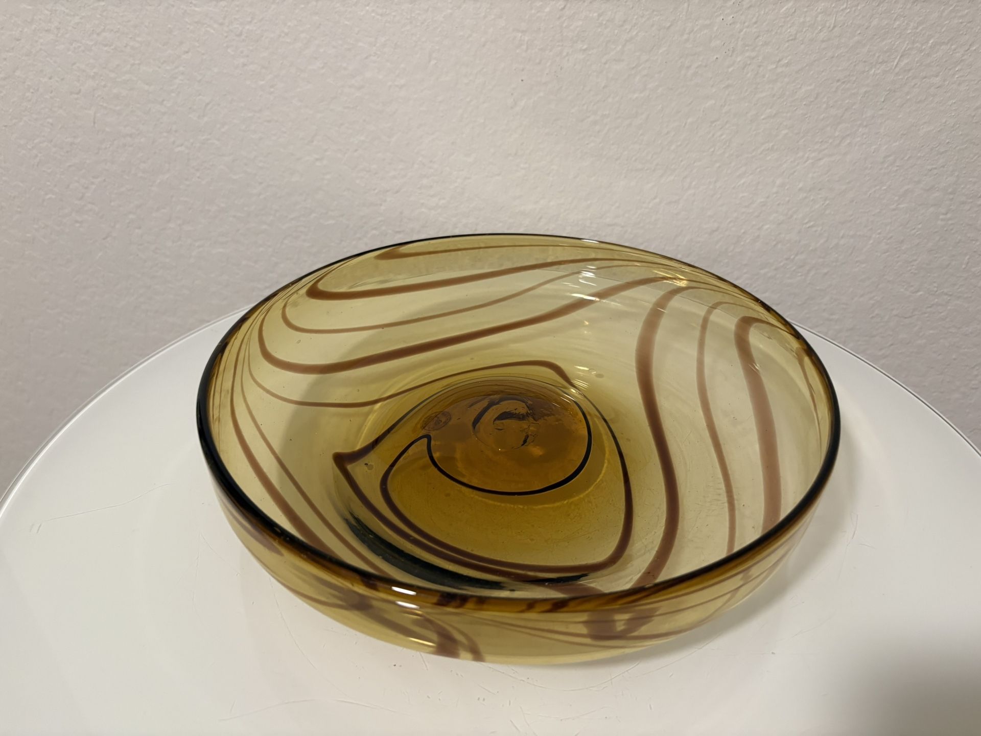 Amber Swirl Glass Bowl Handblown Mexico
