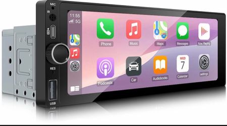 6.86" Single DIN Car Stereo – Wireless CarPlay & Android Auto, WiFi 6, Bluetooth, FM/AM/RDS, Mirror Link