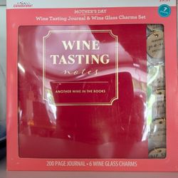 New Wine Tasting Journal And Wine Glass Charms Set