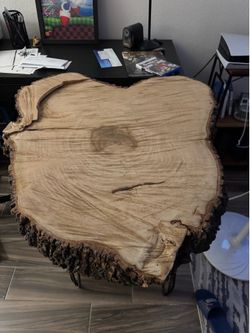 Table made out of tree trunk