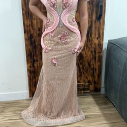 Bardot Floral Sequin Maxi Dress Nude Pink