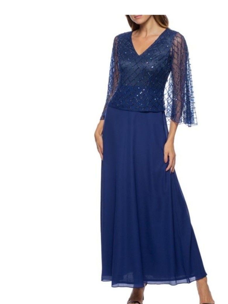 Elegant navy blue evening gown
