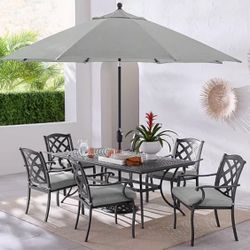 Agio Wythburn Outdoor Dining 7 pc Set (72"x38" Table & 6 Lattice Dining Chairs)