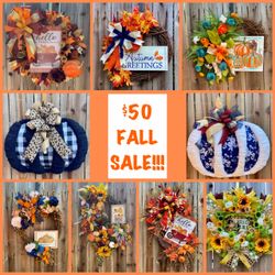 Handmade fall wreath sale