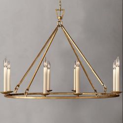 Gold Wagon Wheel Chandelier Rustic
