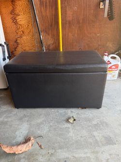 Dark Brown Faux Leather Storage Ottoman
