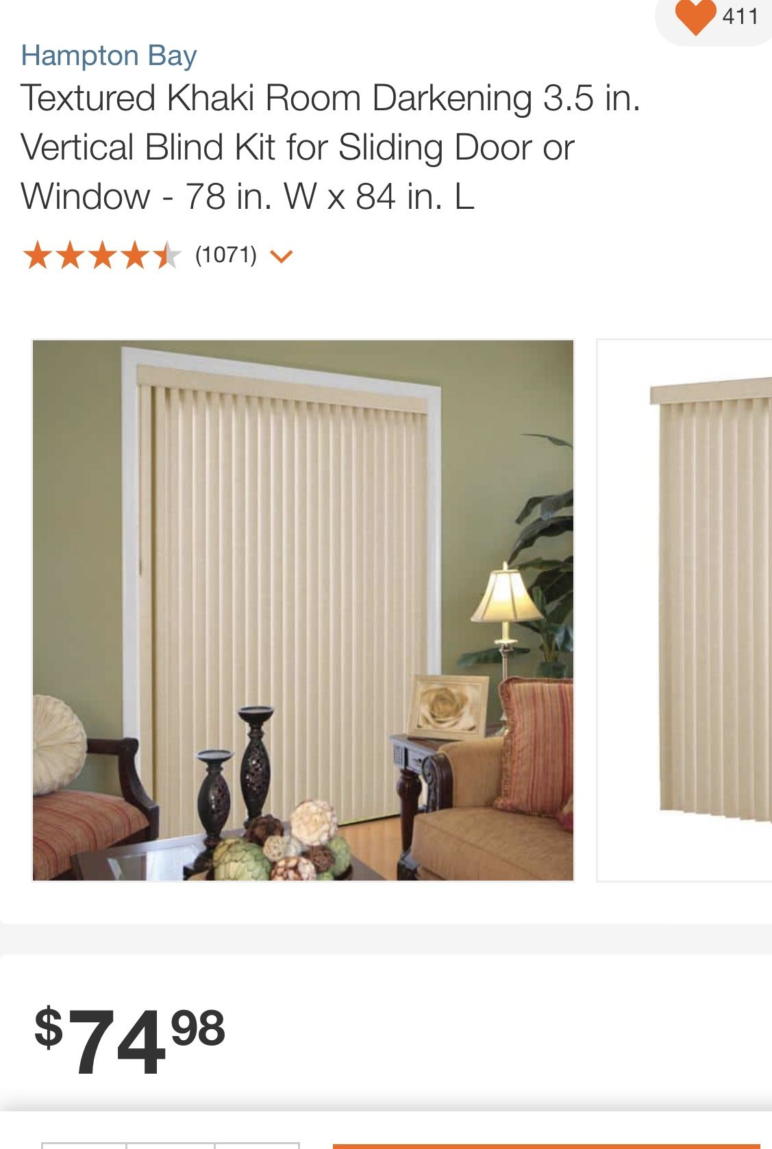 Vertical Blind Kit for Sliding Door or Window - 78 in. W x 84 in. L- (Full Set) 5 available
