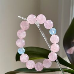 Natural Pink Crystal And Blue Topaz Bracelet 
