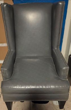 Jonathan Louis "Ridley" Wingback Chair - Grey Pebbled Finish (Excellent Condition)